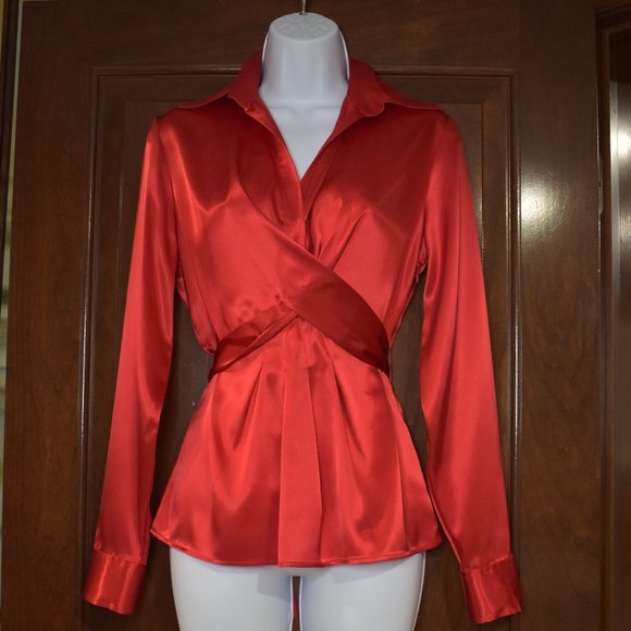 New York & Company Tops - New York and Company/ Bright Red/ Silky/ Blouse/ Size 4  Small